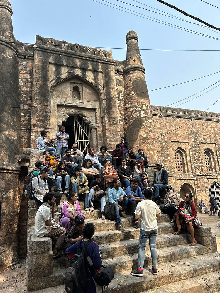 Ekta Chauhan leading a walk through Delhi's Khirki urban village. Photo by Dharmender Kamal Kishore